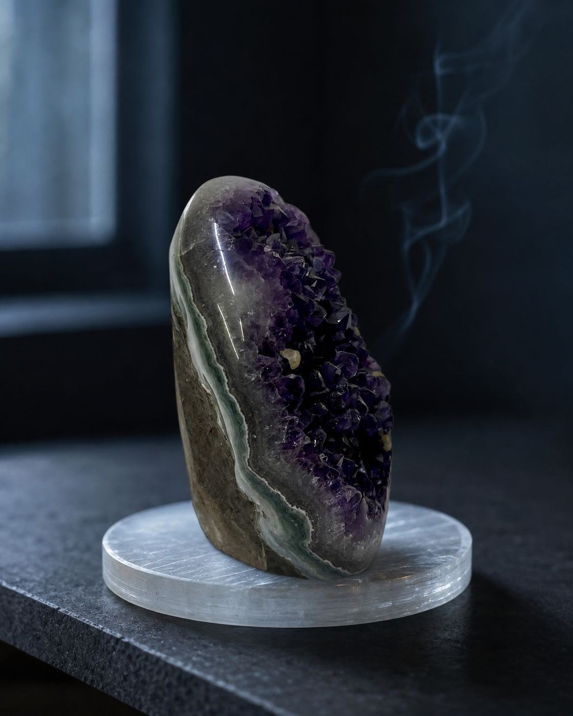 Amethyst Cathedral Geode No. 3, natural cathedral geode in natural amethyst, alternate view