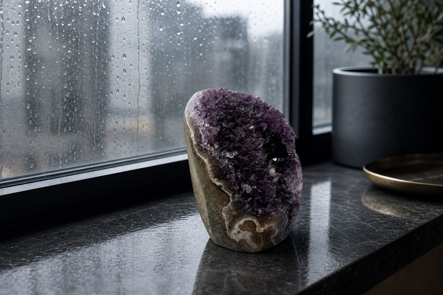 Amethyst Cathedral Geode No. 4, natural cathedral geode in natural amethyst, alternate view