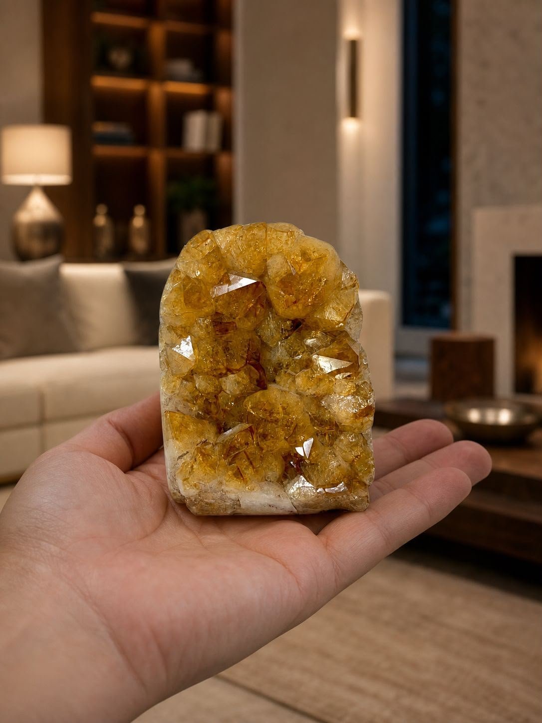 Citrine Cathedral Geode No. 1, natural cathedral geode in natural citrine, alternate view