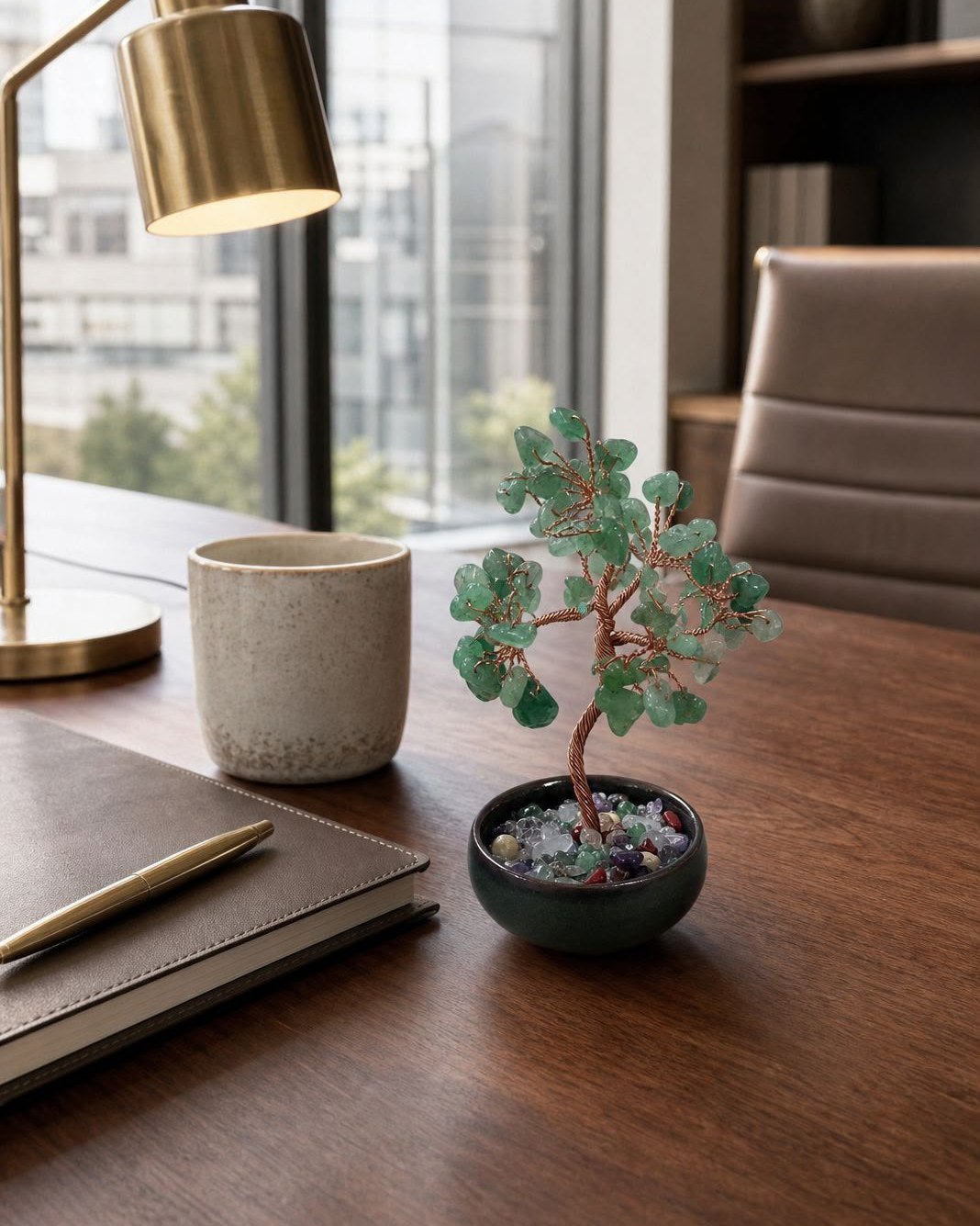 Green Aventurine Tree, hand-wired crystal tree in natural green aventurine