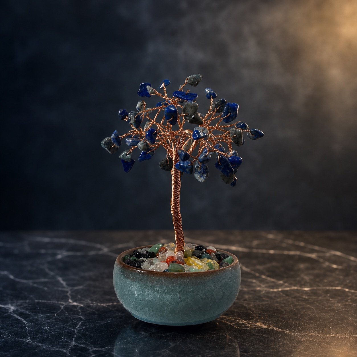 Lapis Lazuli Tree, hand-wired crystal tree in natural lapis lazuli