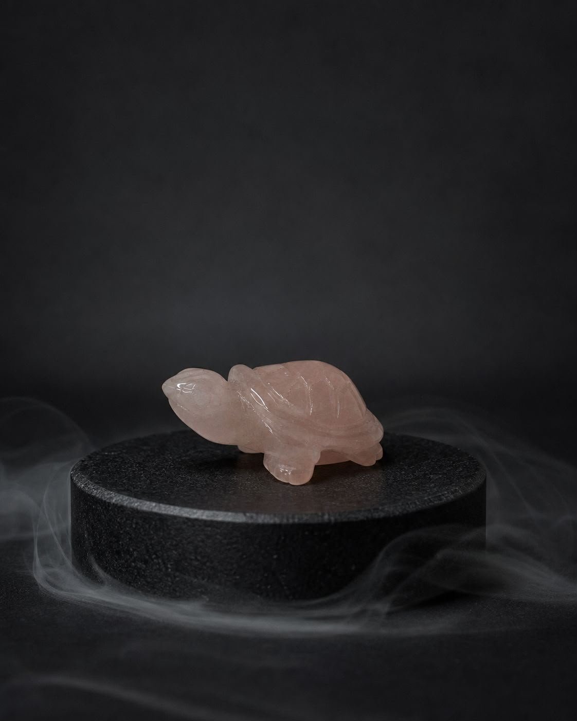 Rose Quartz Turtle, hand-carved gemstone sculpture in natural rose quartz