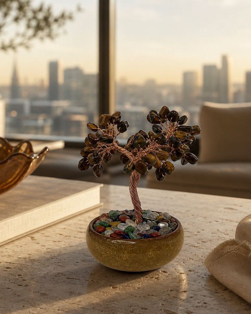 Brown Tiger Eye Tree, hand-wired crystal tree in natural brown tiger eye